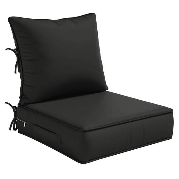 Pakunoda Patio Cushions for Outdoor Furniture 24” X 24” X 5”, Water Resistant Outdoor Deep Seat Cushions, Fade Resistant Replacement Cushions for Outdoor Furniture, Black