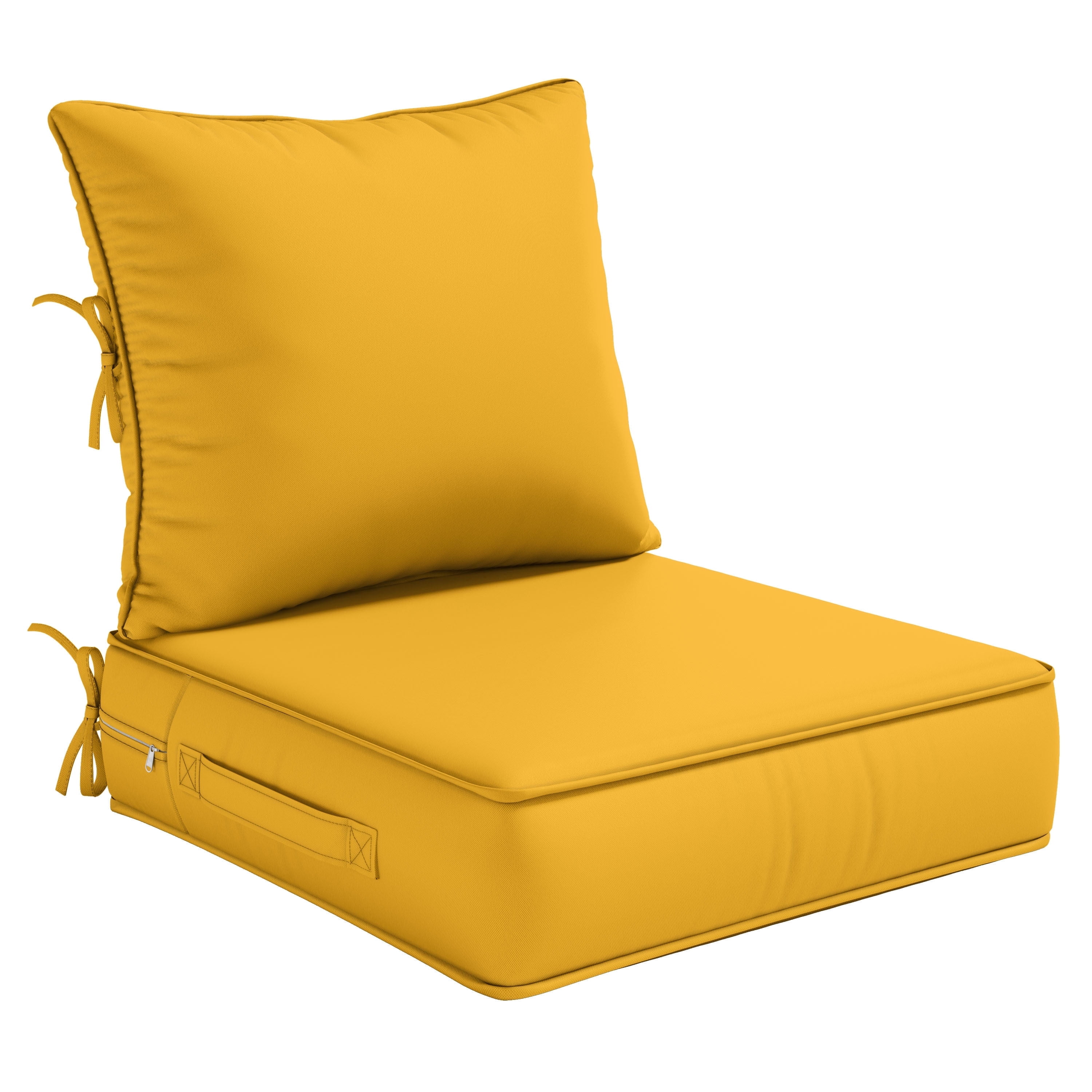 Pakunoda Patio Cushions for Outdoor Furniture 24” X 24” X 5”, Water Resistant Outdoor Deep Seat Cushions, Fade Resistant Replacement Cushions for Outdoor Furniture, Yellow