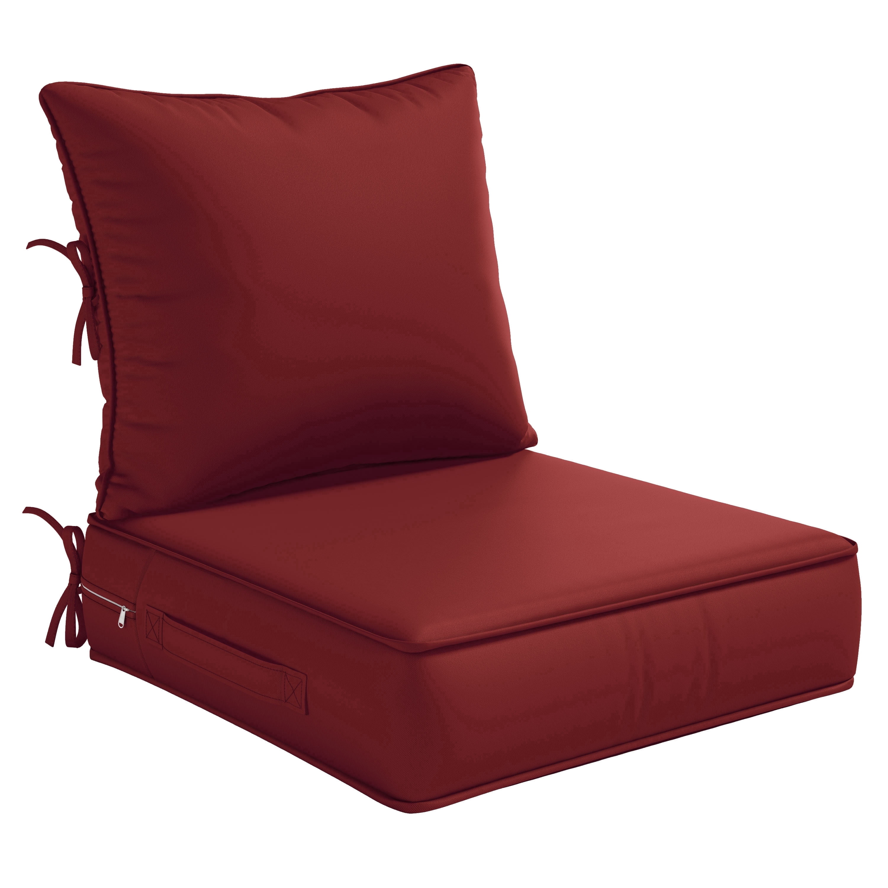 Pakunoda Patio Cushions for Outdoor Furniture 24” X 24” X 5”, Water Resistant Outdoor Deep Seat Cushions, Fade Resistant Replacement Cushions for Outdoor Furniture, Burgundy
