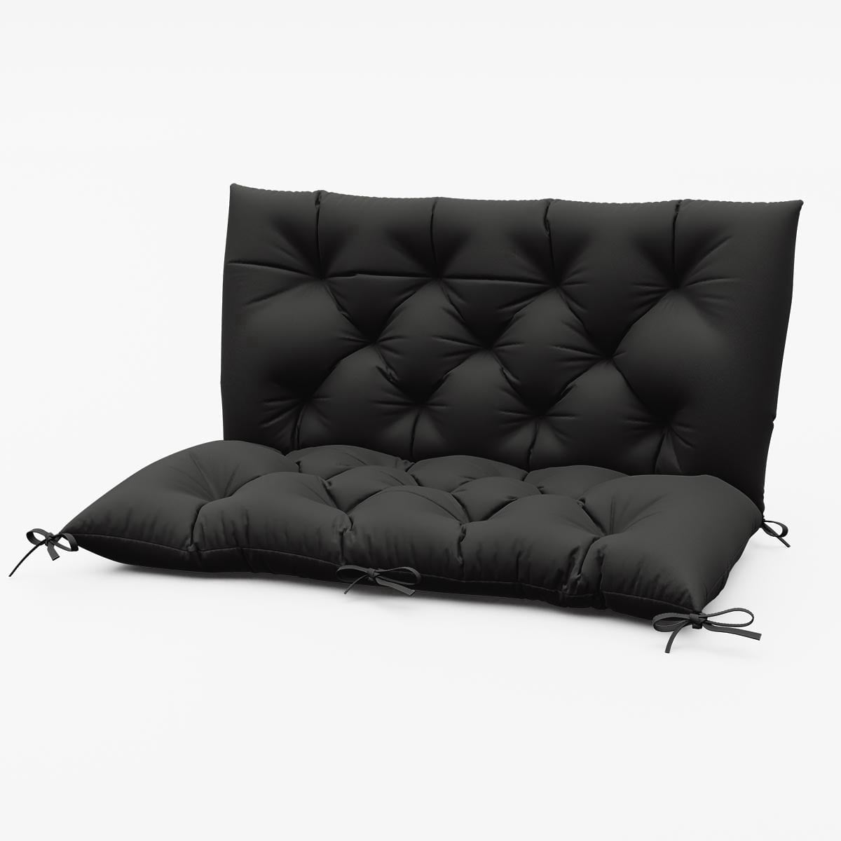 Pakunoda Porch Swing Cushions 40” X 40” X 5”, 2-3 Seater Bench Cushion with Backrest, Waterproof Replacement Outdoor Cushion with Tie, Black