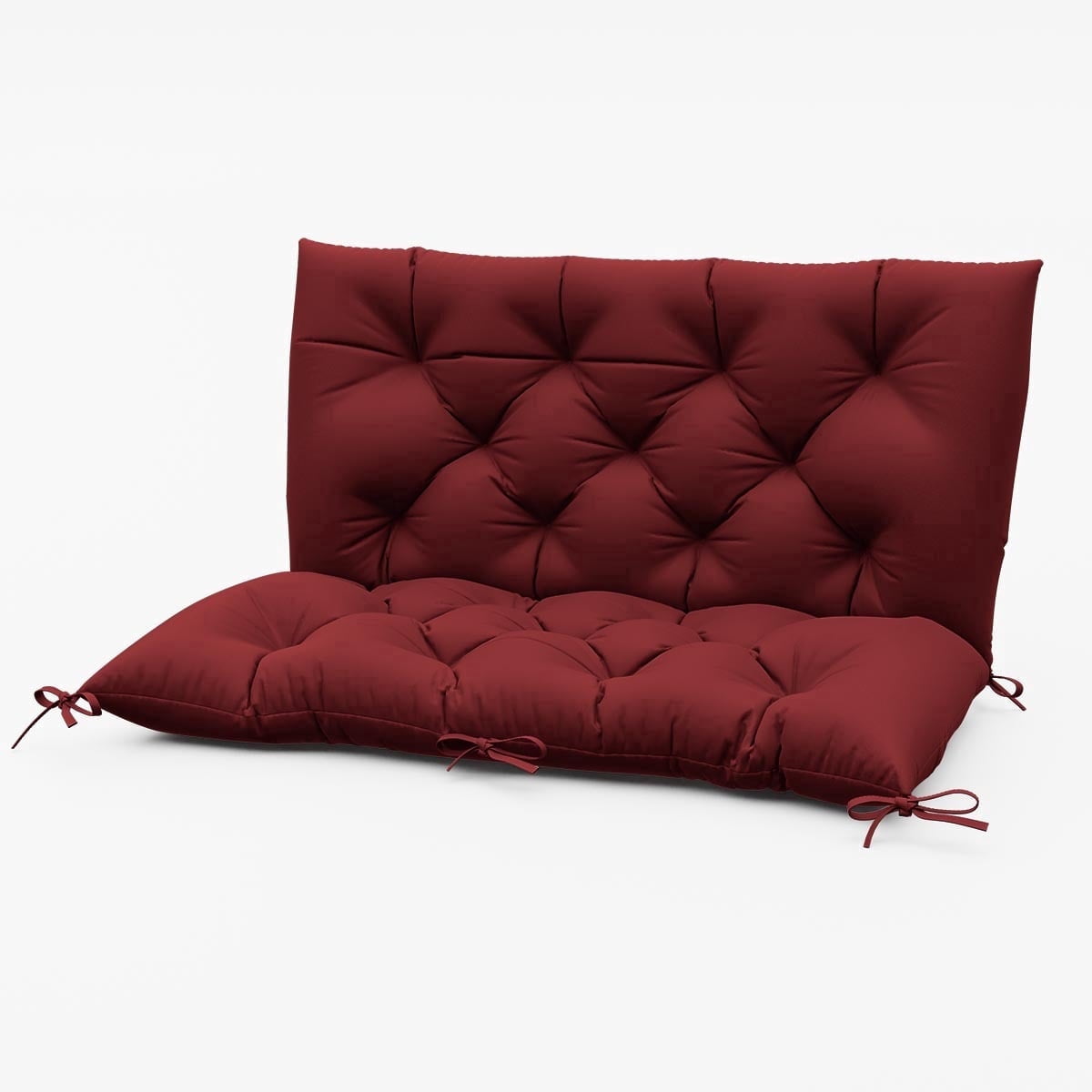 Pakunoda Porch Swing Cushions 40” X 40” X 5”, 2-3 Seater Bench Cushion with Backrest, Waterproof Replacement Outdoor Cushion with Tie, Burgundy