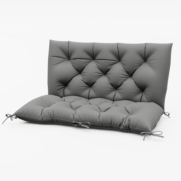 Pakunoda Porch Swing Cushions 40” X 40” X 5”, 2-3 Seater Bench Cushion with Backrest, Waterproof Replacement Outdoor Cushion with Tie, Light Gray