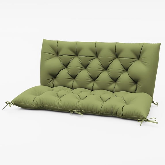 Pakunoda Porch Swing Cushions 47” X 40” X 5”, 2-3 Seater Bench Cushion with Backrest, Waterproof Replacement Outdoor Cushion with Tie, Light Green