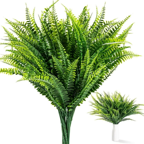 Pakyozj 1 PCS Fake Fern - Artificial Ferns for Outdoors Faux Ferns for Outdoor Planter Large Outdoor Patio Decor Boston Fern Artificial Plants Faux Greenery Outdoor Porch Decor