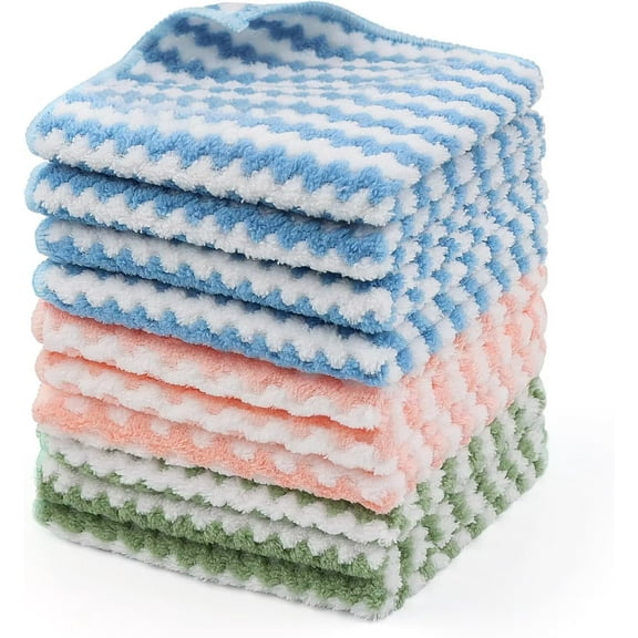 Pakyozj 10 Pcs Microfiber Cleaning Cloth, Super Soft Absorbent Dish Towels Rags Cloths for Washing Dishes and Kitchen Drying Cleaning House Keeping Random Color