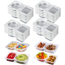 Pakyozj 10 Sets Snack Condiment Containers with Lid, Disposable Double 2 compartments Dipping Container Refrige, Reusable Takeaway Sauce Dip Case Storage for Outdoor Sampling Travel Picnic Take-out