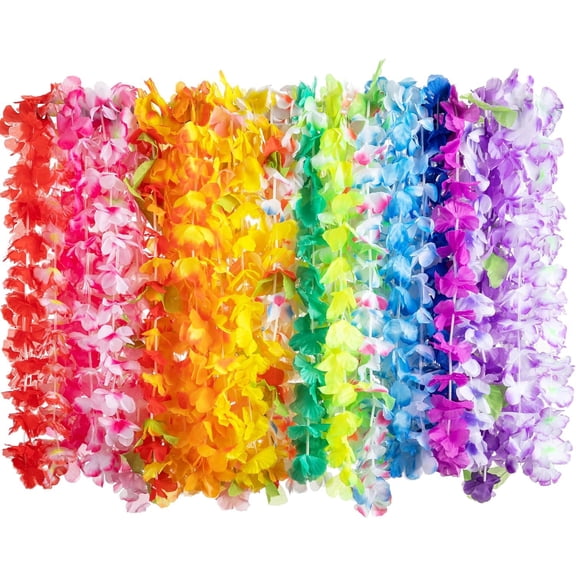 Pakyozj 12 Counts Hawaiian Leis Bulk, Tropical Flower Lei Hawaiian Lei Beach Hawaii Party Favors Decoration Birthday Party Supplies