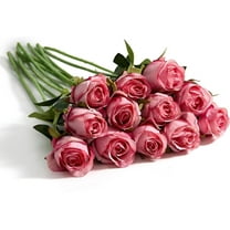 Pakyozj 12 Pcs Deep Pink Roses Artificial Flowers -20" Silk Roses Bouquet,Fake Roses Long Stem for Arrangement Wedding Centerpiece Home Office Party Decor