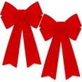 thumbnail image 1 of Pakyozj 2 PCS Red Velvet PVC Indoor/Outdoor Christmas Bows - Large 12 x 18 Inches, Perfect for Door, Fireplace, Stairs, Railing, Porch, 1 of 7