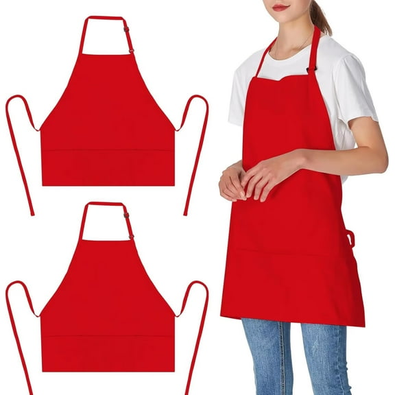 Pakyozj 2 Pack 3 Pockets Adjustable Bib Apron Chef Kitchen Cooking Aprons for Women Men