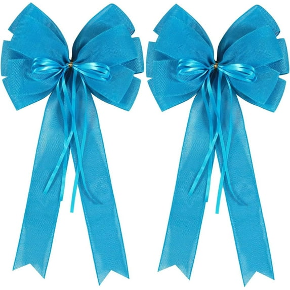 Pakyozj 2 Pack Red Christmas Bows Outdoor Decorations,12”x20” Large Velvet Wreath Bow with Glitter String Gold Edge for Xmas Tree Topper Home Front Door Decor