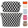 thumbnail image 1 of Pakyozj 2 Pieces Travel Makeup Bag, Checkered Cosmetic Bag Make Up Organizer Case for Women, Small Toiletry Bag Skincare Pouch for Toiletries Accessories Brushes, 1 of 7
