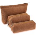 thumbnail image 1 of Pakyozj 3 Pcs Makeup Bag Set for Women Corduroy Cosmetic Pouch Aesthetic Travel Toiletry Bag Cute Purse Pouch Pencil Case Makeup Brushes Storage Organizer for Christmas, 1 of 6