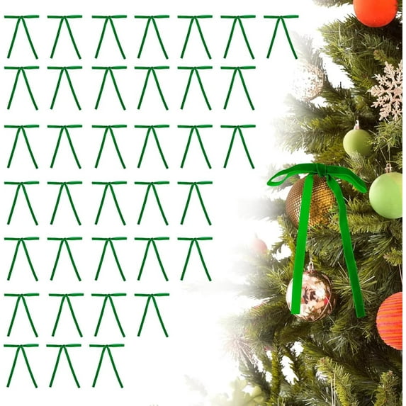 Pakyozj 36 Pcs Velvet Ribbon Bows for Christmas Tree – Clip-On Style, Pre-Tied Use | Perfect Xmas Ornaments for Garland, Wreath, Indoor & Outdoor Decor 5 x 7 Inches