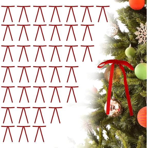 Pakyozj 36 Pcs Velvet Ribbon Bows for Christmas Tree – Clip-On Style, Pre-Tied Use | Perfect Xmas Ornaments for Garland, Wreath, Indoor & Outdoor Decor 5 x 7 Inches