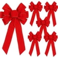thumbnail image 1 of Pakyozj 6 Pcs Red Christmas Bows Outdoor Decorations,12”x20” Large Velvet Wreath Bow with Glitter S, 1 of 7