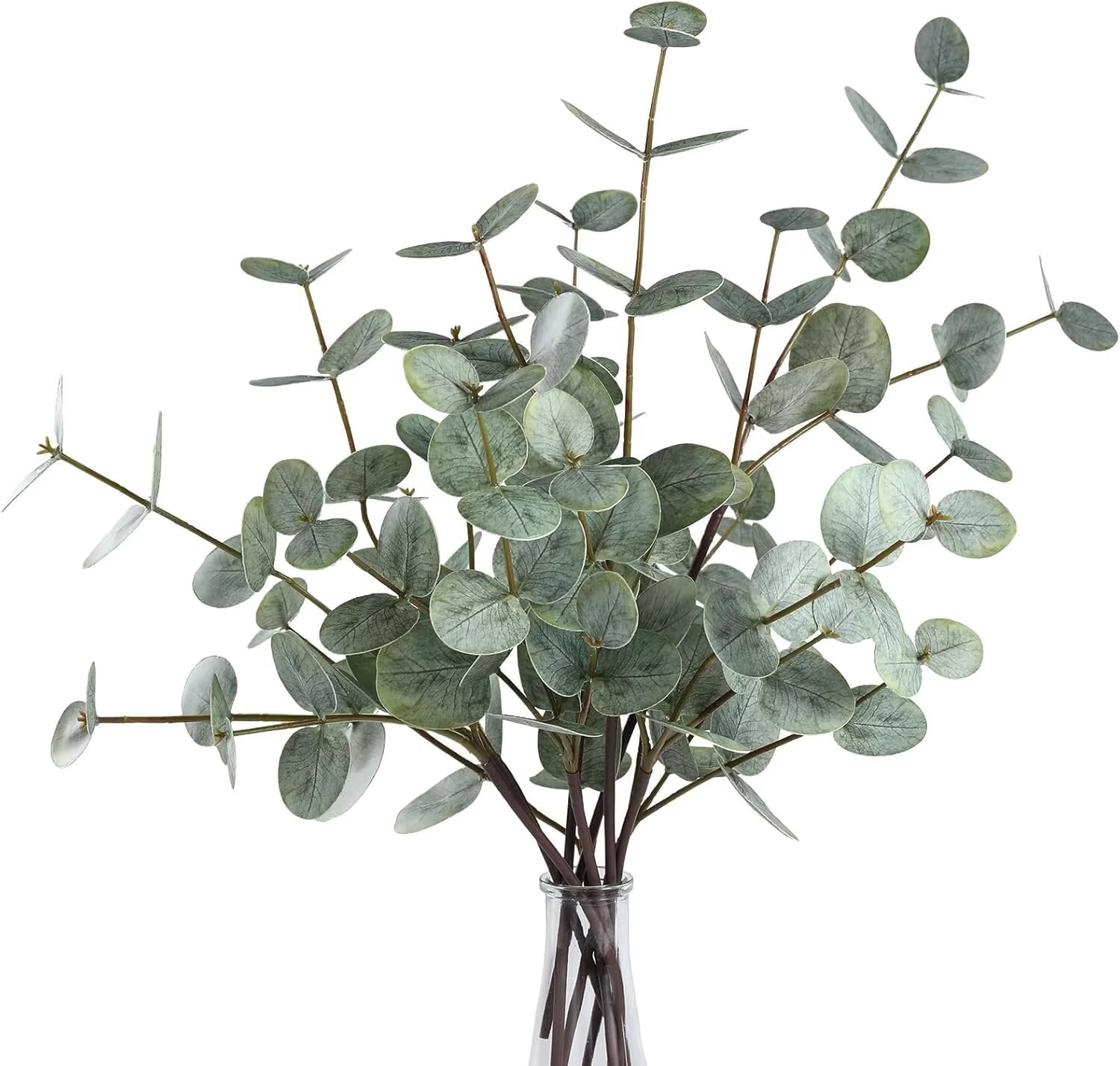 Pakyozj 6pcs Real Touch Artificial Faux Eucalyptus Stems Dual-Sided Lifelike Leaves Fake Eucalyptus Greenery Plants for Wedding Flower Arrangement Centerpiece Bouquet Home Office Decor