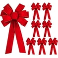 thumbnail image 1 of Pakyozj 8 Pcs Large Christmas Bow-20" x 10.6" Christmas Golden Edged Red Velvet Bow-Christmas Tree Topper Ornament Bow for Xmas Home Wreath Decoration, 1 of 7