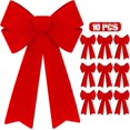 thumbnail image 1 of Pakyozj 8PCS Red Bows Christmas Decorations, 12 x 18 Inches Outdoor Christmas Bows, Red Velvet PVC Hanging Large Xmas Decor Indoor Outdoor Velvet Xmas Party Supplies for Wreath Stairs, 1 of 7