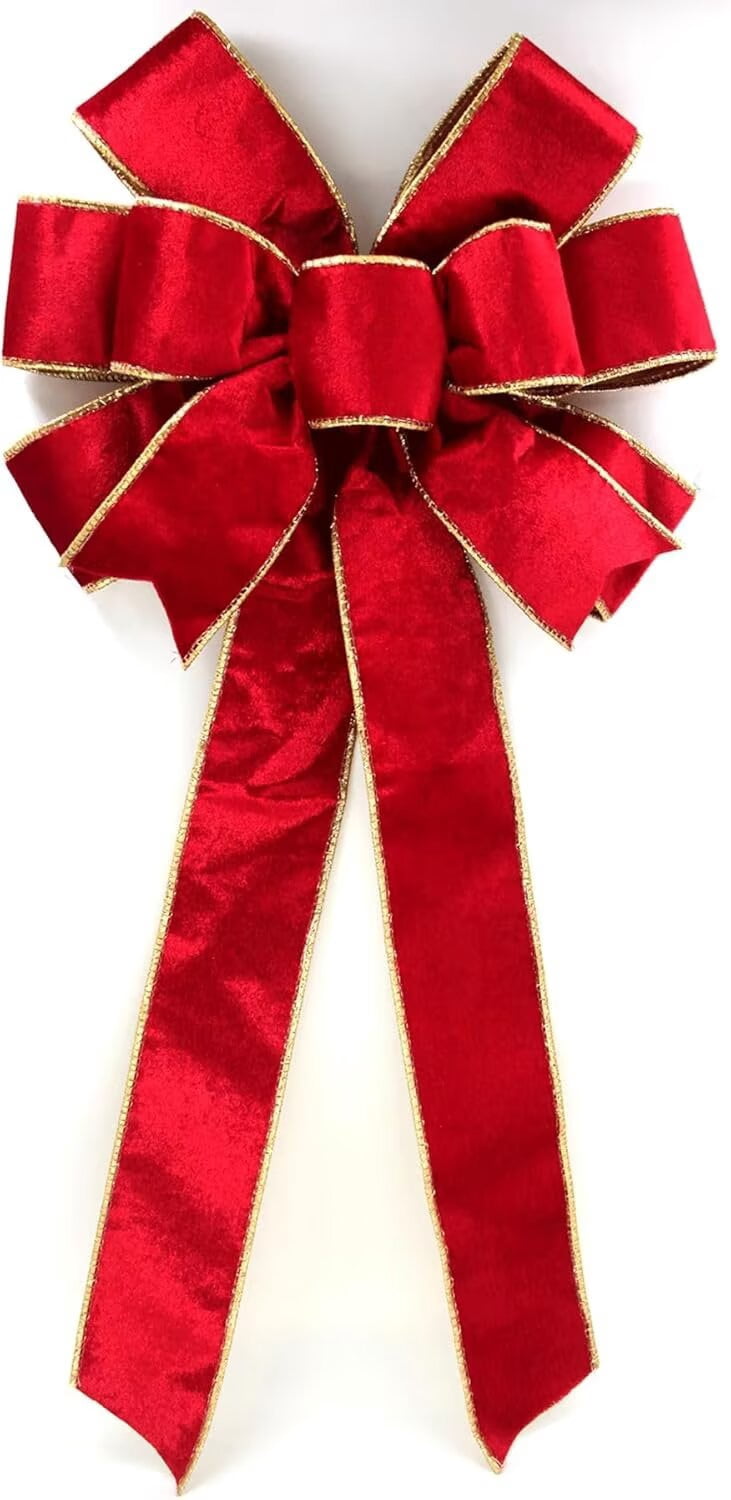 Pakyozj Christmas Large Bows, Gold Wired Red Velvet Bows for Wreath ...