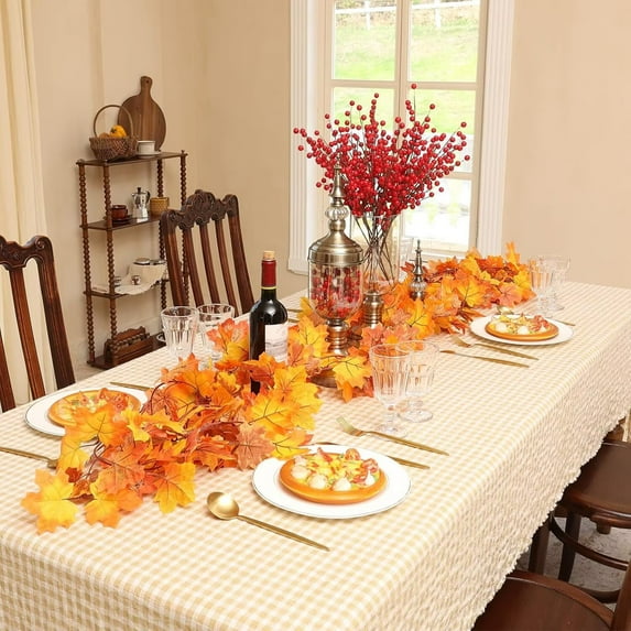 Pakyozj Fall Garland, Maple Leaf Autumn Garland 5.9 Ft Artificial Hanging Leaves for Mantle Table Decorations Front Door Outdoor Indoor Thanksgiving Fall Decor