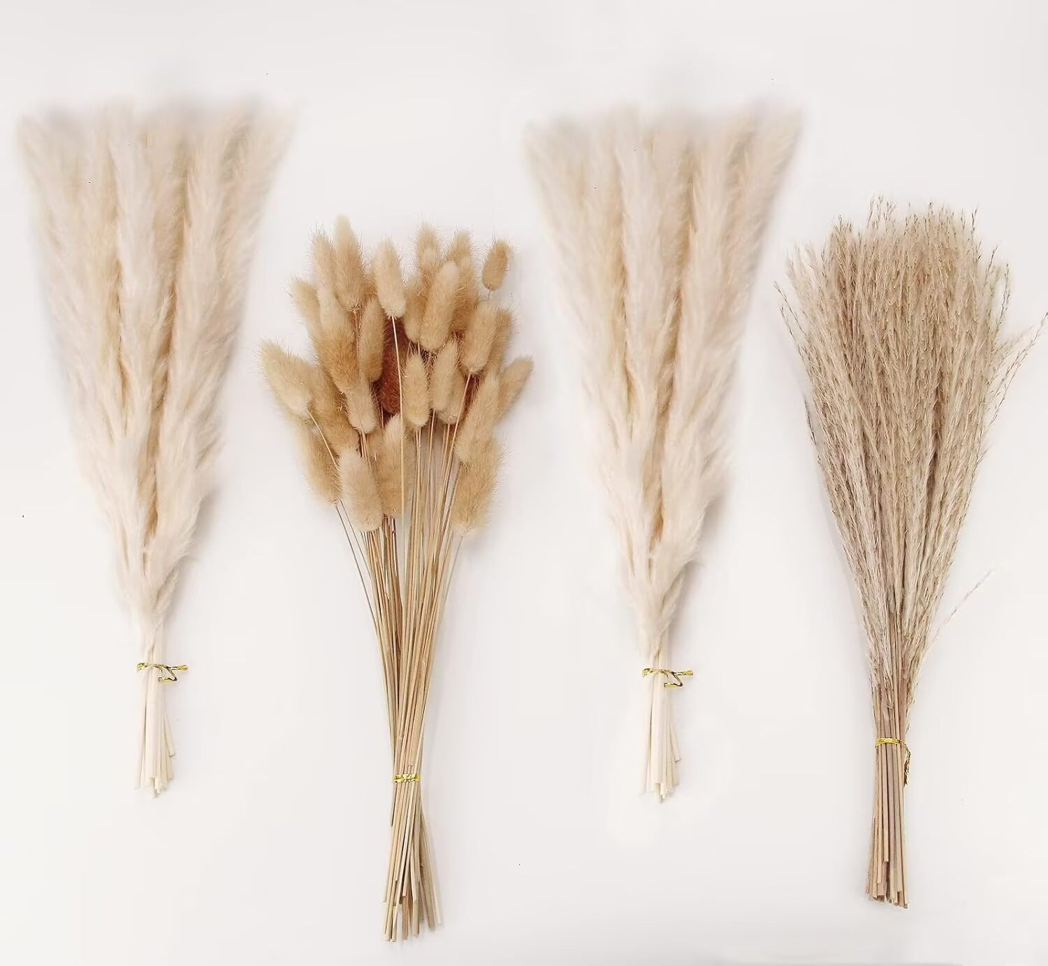 Pakyozj Natural Dried Pampas Grass Decor, White Pampas Grass， Bunny Tails Dried Flowers, Reed Grass Bouquet for Wedding Boho Flowers Home Table Decor, Rustic Farmhouse Party