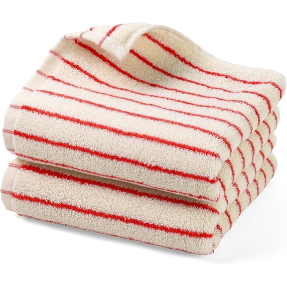 Pakyozj Striped Hand Towels Set of 2, Vintage Bathroom & Kitchen Decor, Guest Use, Soft Gentle for Adults Kids, Natural Cotton, 14” x 29”