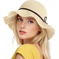 thumbnail image 1 of Pakyozj Sun Beach Hats for Women, Summer UPF 50+ UV Sun Protection Wide Brim Woven Hat Foldable Packable Knitted Cap, 1 of 7