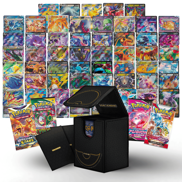 PalPacks Pokemon Trading Card Deck Box Bundle | 5 Ultra Rare Cards | 4 Sealed Booster Packs | 65 Sleeves |