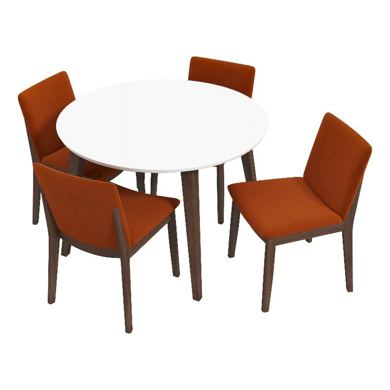 Pala Solid Wood White Top Round Dining Room&Kitchen Table and Chair Set of 4