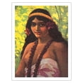 thumbnail image 1 of Pala South Seas Topless Native Hawaiian Girl - Oceanic S.S. Co. Line - to Hawaii Samoa and Australia - Vintage Color Postcard c.1906 - Fine Art Matte Paper Print (Unframed) 20x26in, 1 of 4