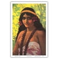 thumbnail image 1 of Pala South Seas Topless Native Hawaiian Girl - Oceanic S.S. Co. Line - to Hawaii Samoa and Australia - Vintage Color Postcard c.1906 - Master Art Print (Unframed) 12in x 18in, 1 of 4