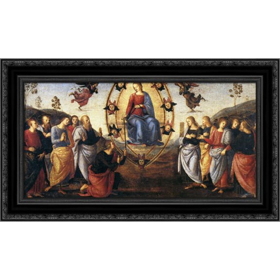 Pala di Fano (Assumption) 24x17 Black Ornate Wood Framed Canvas Art by Perugino, Pietro