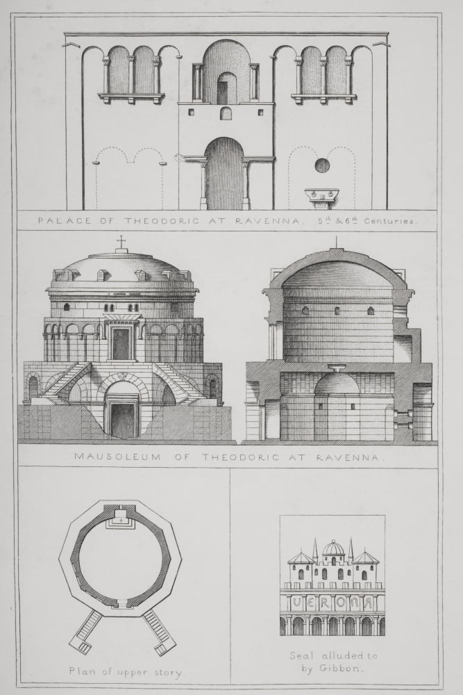 Palace And Mausoleum Of Theodoric At Ravenna Italy From Agincourts History Of Art By Its Monuments Canvas Art - Ken Welsh Design Pics (12 x 18)
