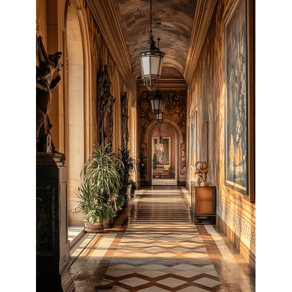 Palace Corridor Wall Art Canvas Print Perfect for Living Room Hallway Gallery Wall Office and Hotel Decor.