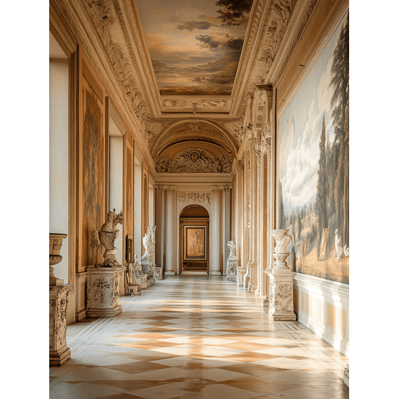 Palace Corridor Wall Art Canvas Prints Suitable for Living Room Bedroom Hallway Office Gallery Decoration.