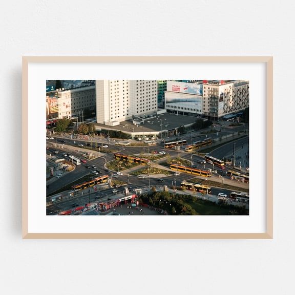 Palace of Culture and Science Views 01 - Warsaw Mazowieckie Poland Photography City Skyline Architecture Street Photography Travel Poster Modern Art Oak Framed Wall Art Print 5 x 7 inches