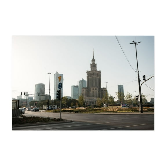 Palace of Culture and Science, Warsaw - Śródmieście Województwo mazowieckie Poland Photography City Architecture Skyline Travel Poster Cityscape Unframed Wall Art Print 40 x 60 inches