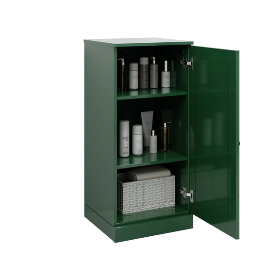 100% Solid Wood Short Bathroom Cabinet with Solid Door - 16.5" W x 36" H - Green Wooden Cabinet