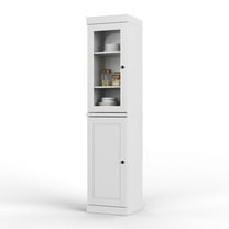 Palace Imports 100% Solid Wood 16.5" Kitchen Pantry Storage Cabinet with Glass Door and Adjustable Shelves, White