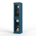 thumbnail image 1 of Palace Imports 100% Solid Wood 16.5" Kitchen Pantry Storage Cabinet with Glass Doors and Adjustable Shelves, Teal Blue, 1 of 5