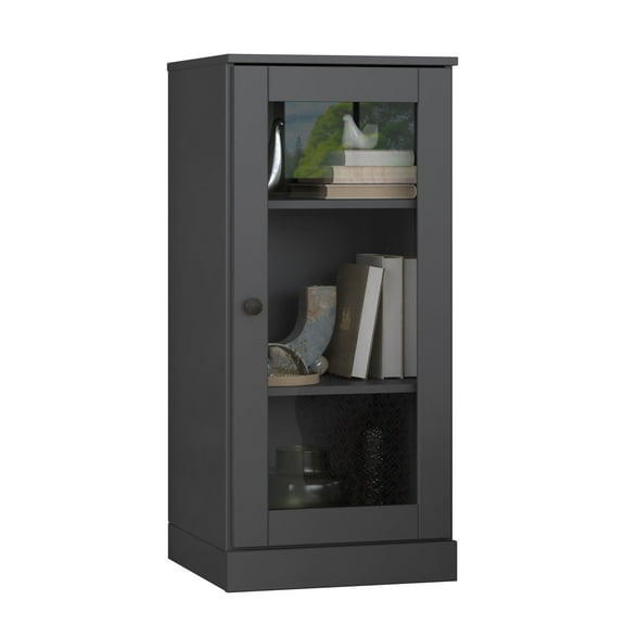 Palace Imports 100% Solid Wood 3-shelf Bookcase with Adjustable Shelves and Clear Glass Door, Gray