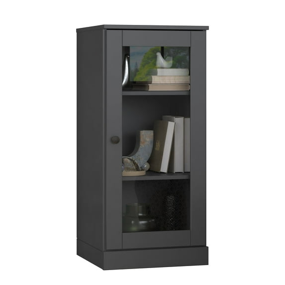 Palace Imports 100% Solid Wood 3-shelf Bookcase with Adjustable Shelves and Clear Glass Door, Gray