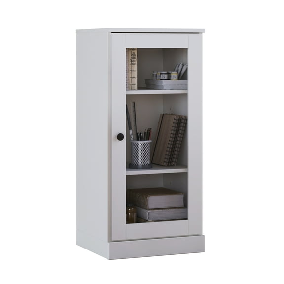 Palace Imports 100% Solid Wood 3-shelf Bookcase with Adjustable Shelves and Clear Glass Door, White