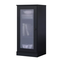 Palace Imports 100% Solid Wood 3-shelf Bookcase with Adjustable Shelves and Frosted Glass Door, Black