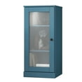 thumbnail image 1 of Palace Imports 100% Solid Wood 3-shelf Bookcase with Adjustable Shelves and Frosted Glass Door, Teal Blue, 1 of 5
