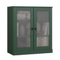 thumbnail image 1 of Palace Imports 100% Solid Wood 3-shelf Bookcase with Adjustable Shelves and Frosted Glass Doors, Green, 1 of 5