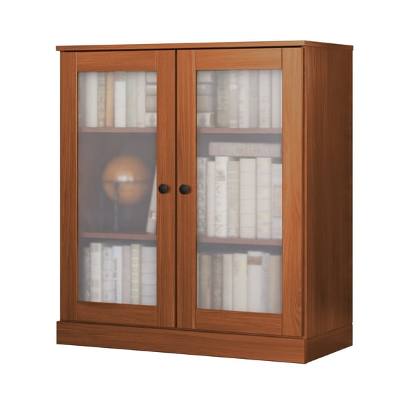 Palace Imports 100% Solid Wood 3-shelf Bookcase with Adjustable Shelves and Frosted Glass Doors, Mocha