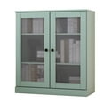 thumbnail image 1 of Palace Imports 100% Solid Wood 3-shelf Bookcase with Adjustable Shelves and Frosted Glass Doors, Sage, 1 of 5
