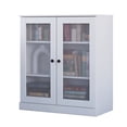 thumbnail image 1 of Palace Imports 100% Solid Wood 3-shelf Bookcase with Adjustable Shelves and Frosted Glass Doors, White, 1 of 5